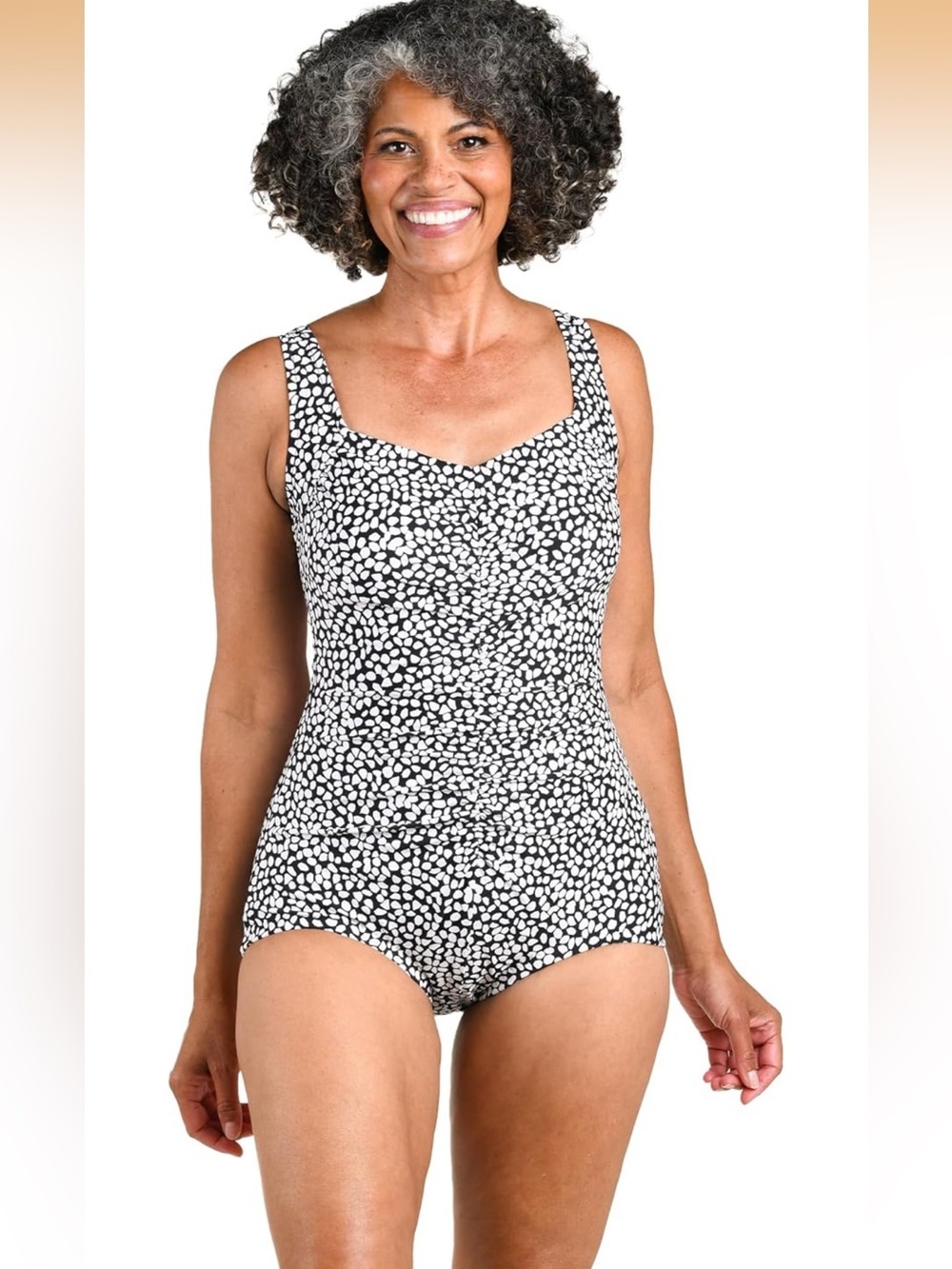 Maxine Of Hollywood Shirred Front Girl Leg One Piece Swimsuit. 1976/3-1